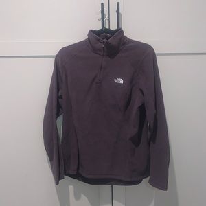 Plum fleece North Face quarter zip pullover.